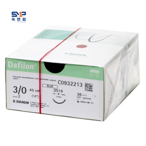 다필론(나일론) C0932213(3/0 DS19 각침 19mm 3/8 circle 45cm)
